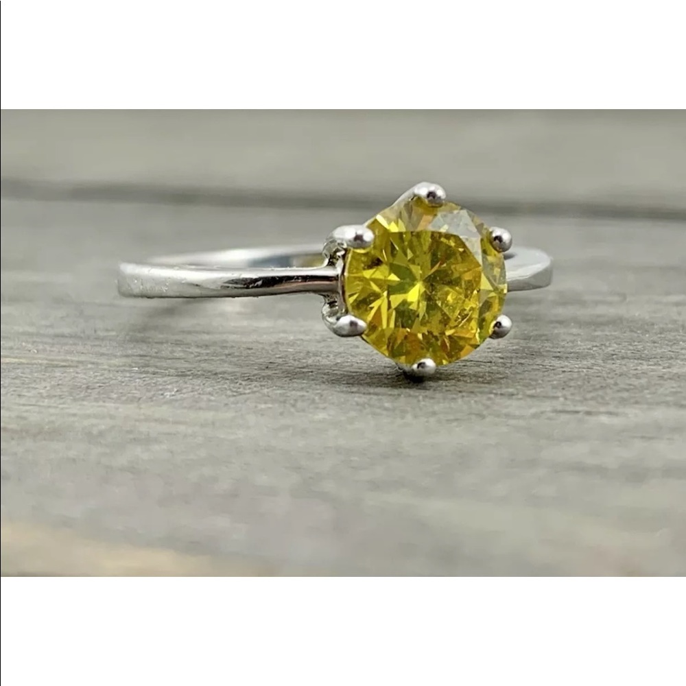 Sterling Silver And Genuine Solitaire Citrine Ring - image 7
